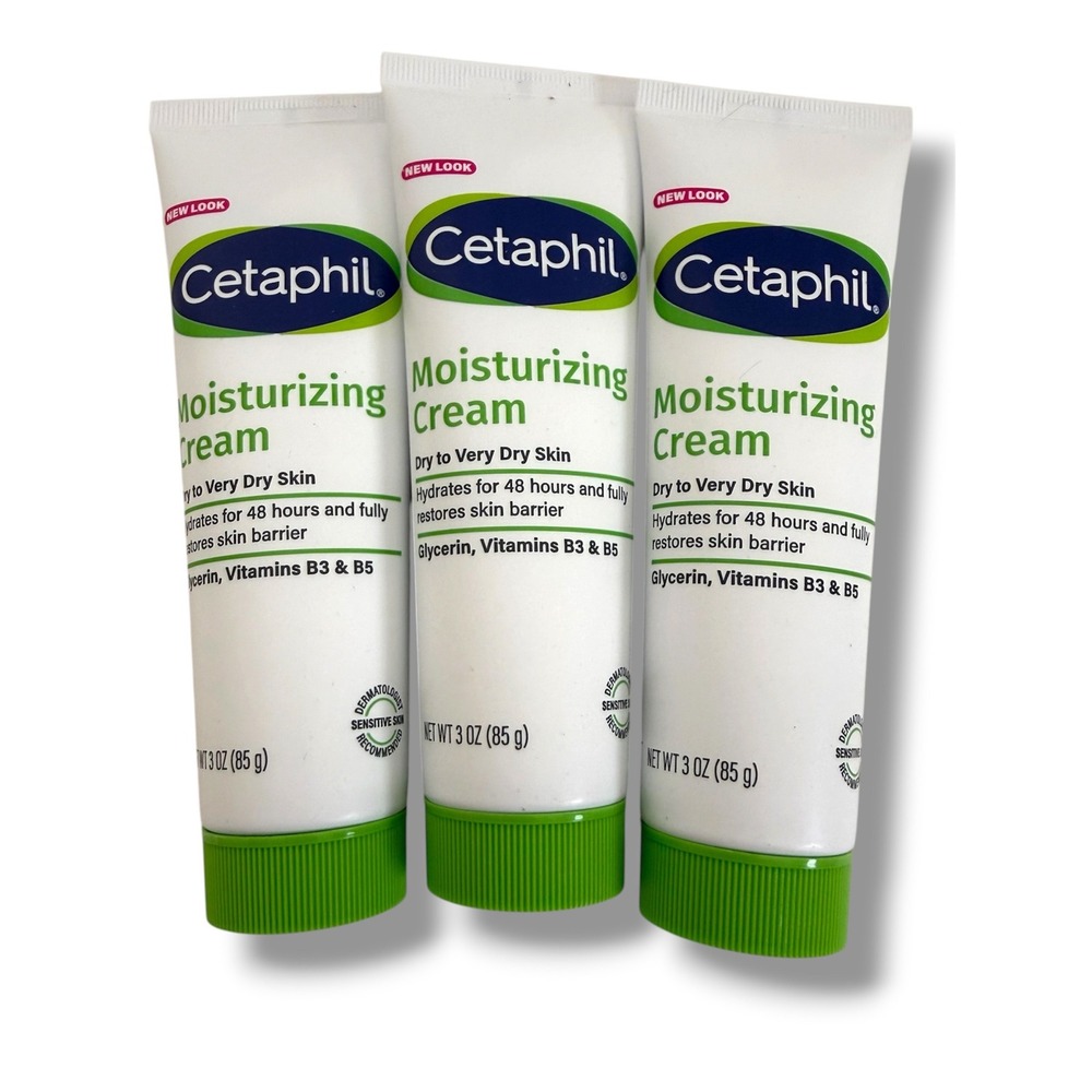 Cetaphil Moisturizing Cream 3 Pack Dry Sensitive‎ Skin 48Hr Hydration 3 oz Set